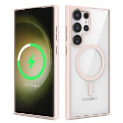 Samsung Galaxy S23 Ultra Kılıf Magsafe Wireless Şarj Özellikli Silikon Ege Kapak Yeşil