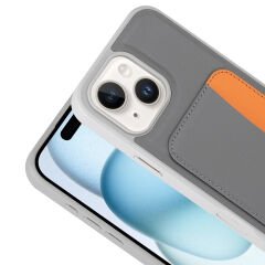 iPhone 13 Uyumlu Kartlıklı Süni Deri X-Kart Cüzdan Silikon Kapak