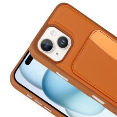 iPhone 13 Uyumlu Kartlıklı Süni Deri X-Kart Cüzdan Silikon Kapak