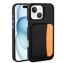 iPhone 13 Uyumlu Kartlıklı Süni Deri X-Kart Cüzdan Silikon Kapak