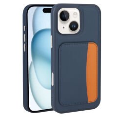 iPhone 13 Uyumlu Kartlıklı Süni Deri X-Kart Cüzdan Silikon Kapak