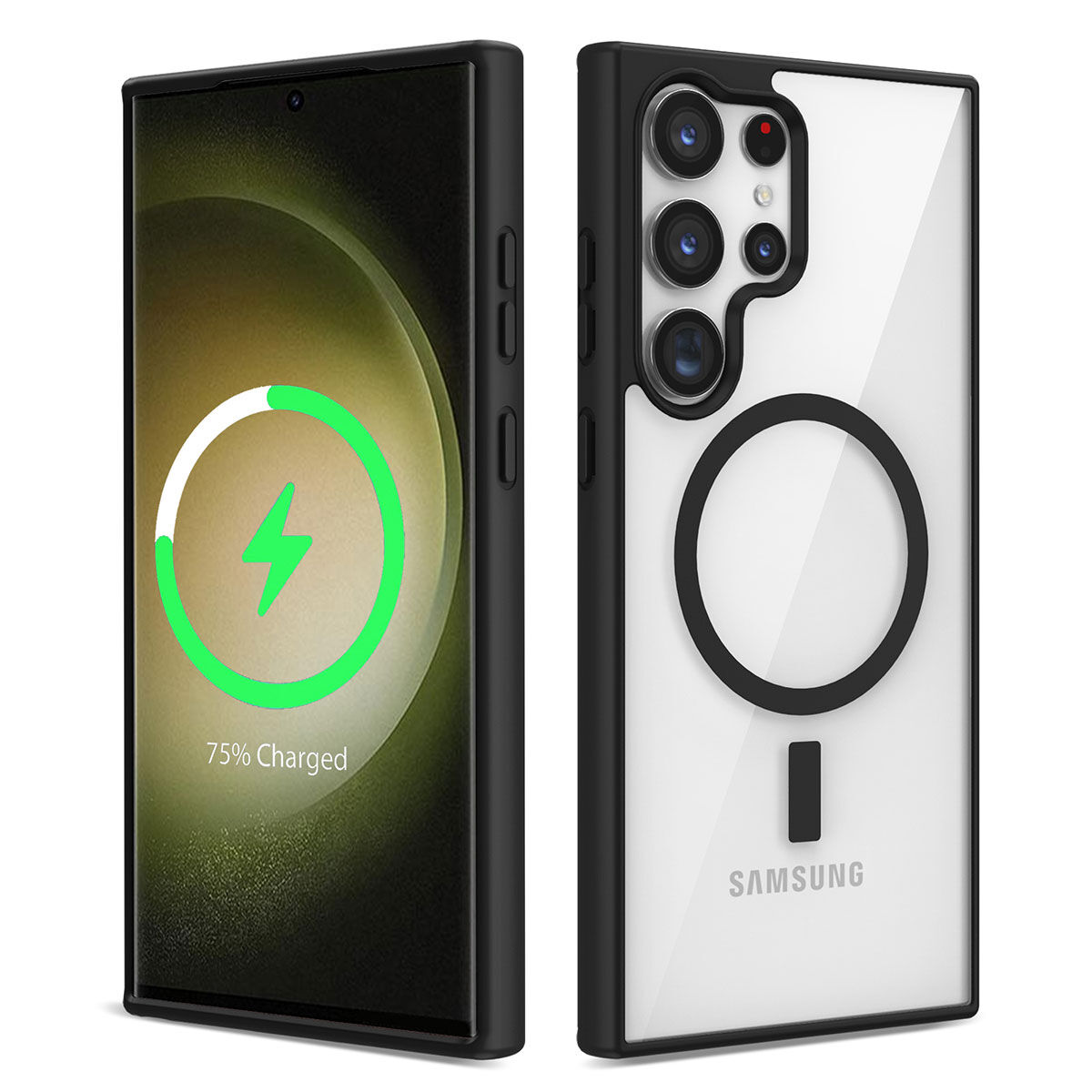 Samsung Galaxy S23 Ultra Kılıf Magsafe Wireless Şarj Özellikli Silikon Ege Kapak Siyah