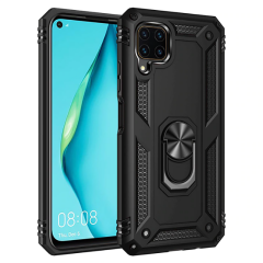 Huawei P40 Lite Kılıf Vega Tank Sert Yüzüklü Standlı Zırh Koruma Kapak Kırmızı