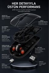 Şeffaf Çift Modlu Fare Bluetooth 5.2 + 2.4G Kablosuz Mouse TM23 Siyah