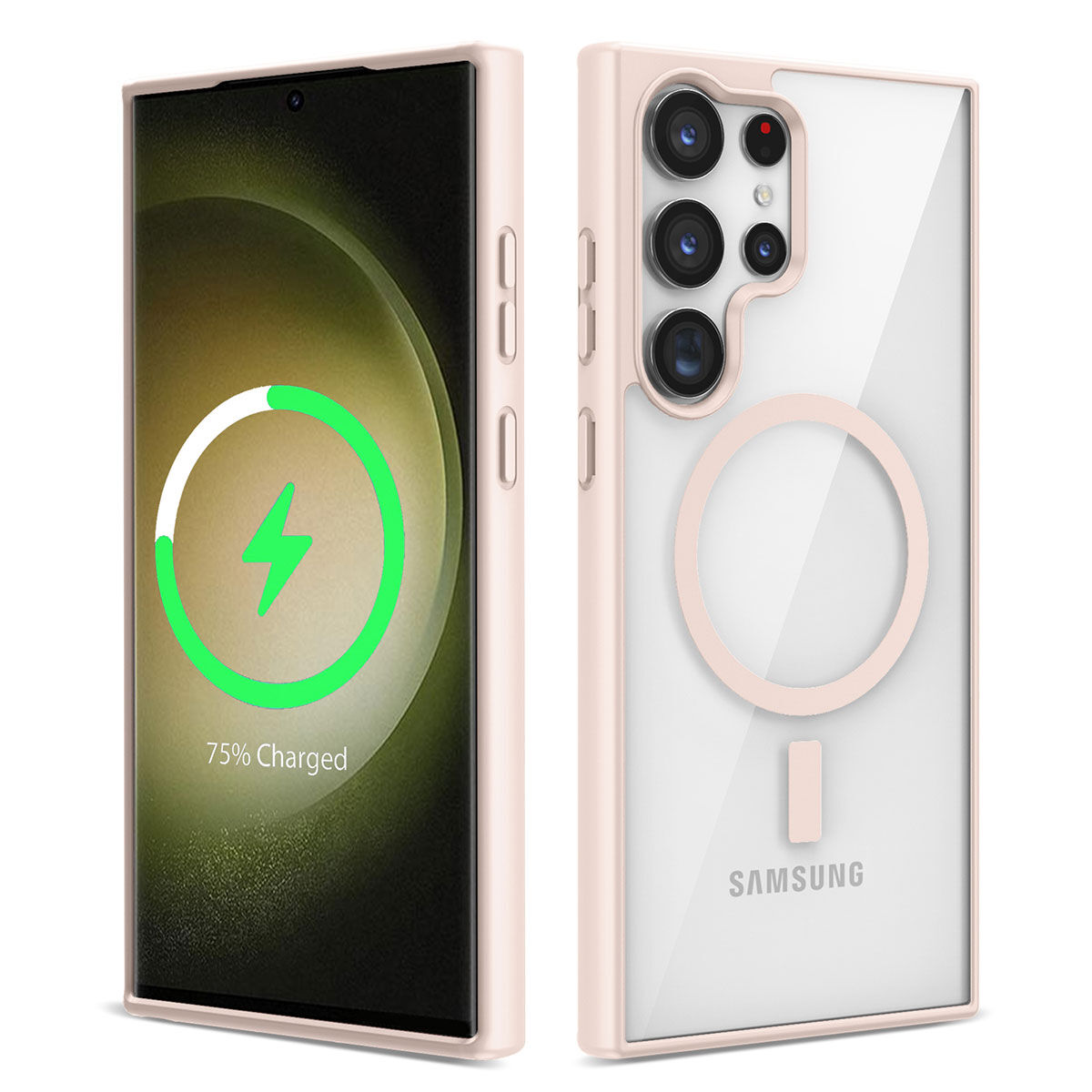 Samsung Galaxy S23 Ultra Kılıf Magsafe Wireless Şarj Özellikli Silikon Ege Kapak Pembe
