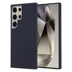 Samsung Galaxy S24 Ultra Kılıf Kablosuz Şarj Özellikli Karbon Fiber Görünümlü Nekst Kapak