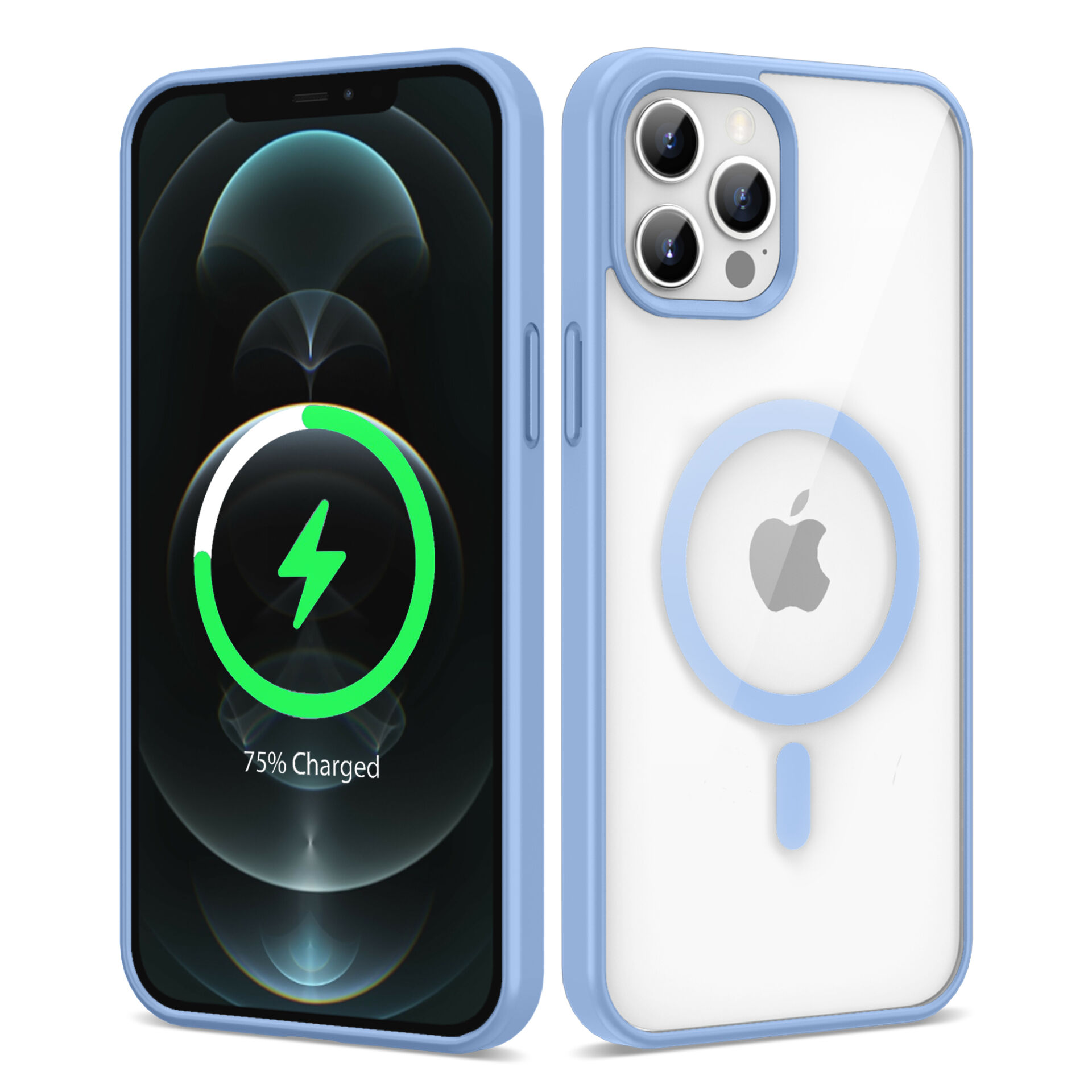iPhone 13 Pro Max Kılıf Magsafe Wireless Şarj Özellikli Silikon Ege Kapak Açık Mavi