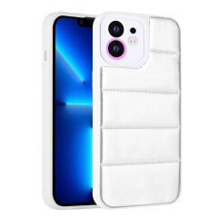 iPhone 12 Kılıf Kamera Korumalı Airbagli Renkli Seksek Kapak Gümüş