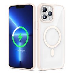 iPhone 13 Pro Max Kılıf Magsafe Wireless Şarj Özellikli Silikon Ege Kapak Pembe