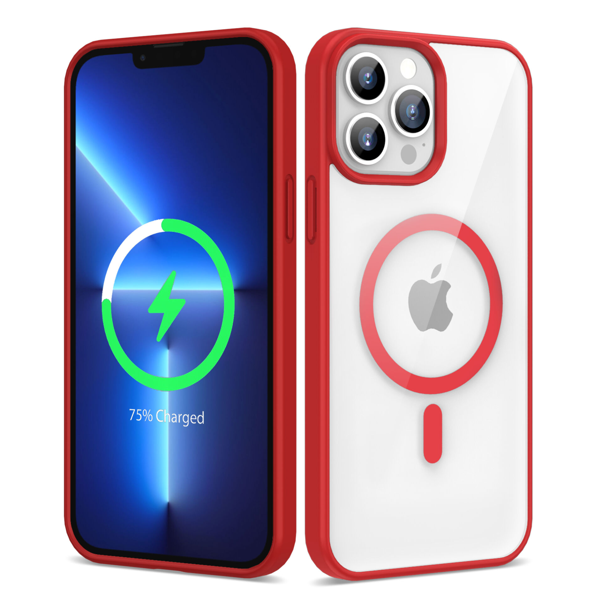 iPhone 13 Pro Max Kılıf Magsafe Wireless Şarj Özellikli Silikon Ege Kapak Kırmızı