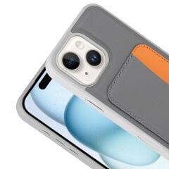 iPhone 14 Uyumlu Kartlıklı Süni Deri X-Kart Cüzdan Silikon Kapak
