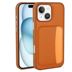 iPhone 14 Uyumlu Kartlıklı Süni Deri X-Kart Cüzdan Silikon Kapak