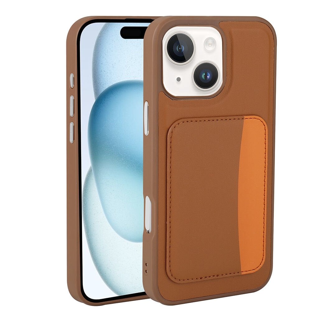 iPhone 14 Uyumlu Kartlıklı Süni Deri X-Kart Cüzdan Silikon Kapak